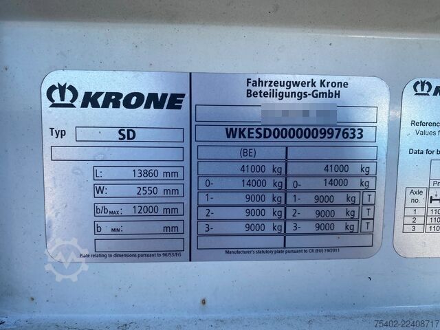 Box body Krone N/A SD / Closed Box / Dhollandia / 1x Lift Axle