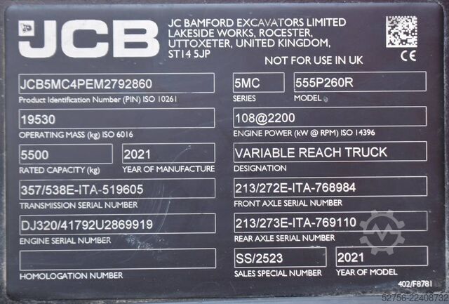Teleskoplader JCB 555P260R