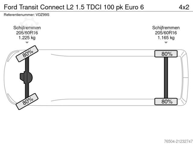 Delivery van Ford Transit Connect L2 1.5 TDCI 100 pk Euro 6