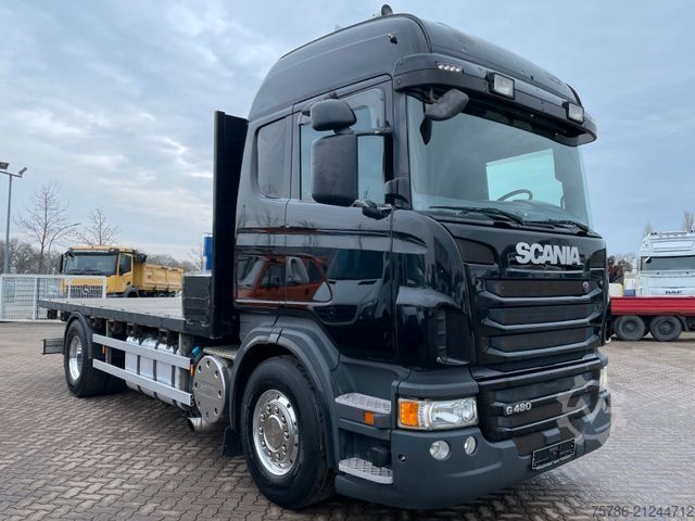 Flatbed truck SCANIA G 480 Pritsche/ AC/ Retarder/ Navi/ Standhzg.