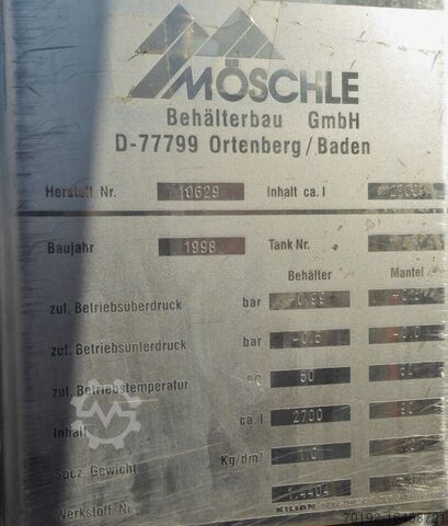 2700 Liter heiz-/kühlbarer Druckbehälter aus V4A