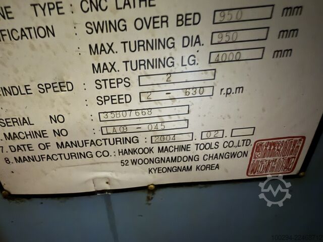 Lathe Hankook 9NC x 4000 (year 2004)