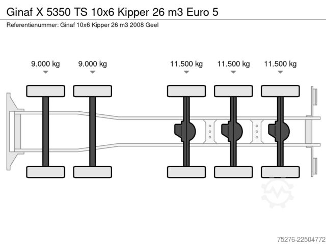 Tipper Ginaf X 5350 TS 10x6 Kipper 26 m3 Euro 5