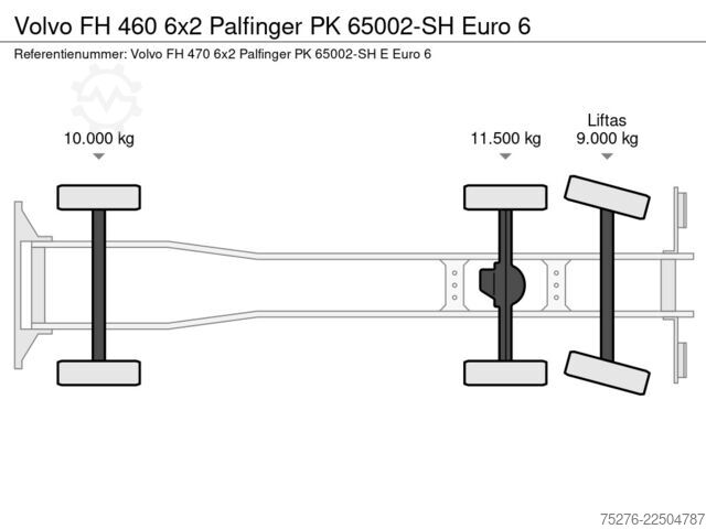 Kranwagen Volvo FH 460 6x2 Palfinger PK 65002-SH Euro 6