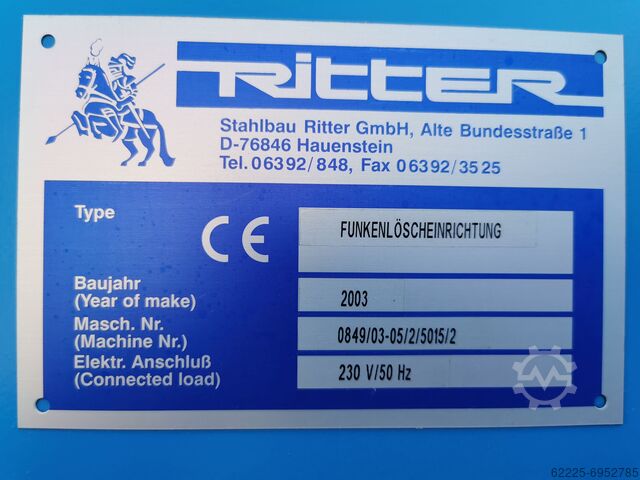 Entrauchung + Funkenlöschanlage RITTER 849/S0