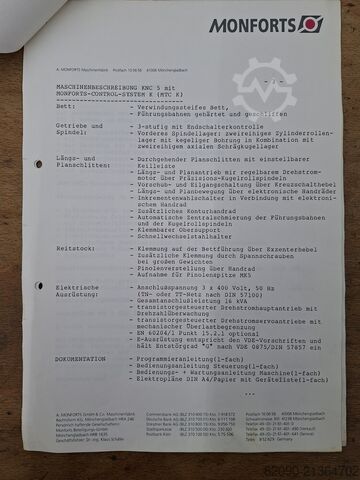 Cycle-controlled lathe Monforts KNC 5 - 1500