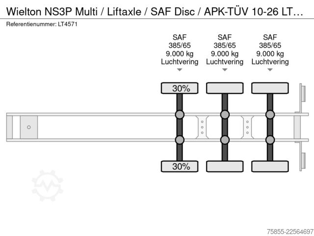Container transport Wielton NS3P  Multi / Liftaxle / SAF Disc / APK-TÜV 10-26