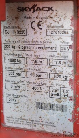 Scherenhebebühne SkyJack SJ III 3226