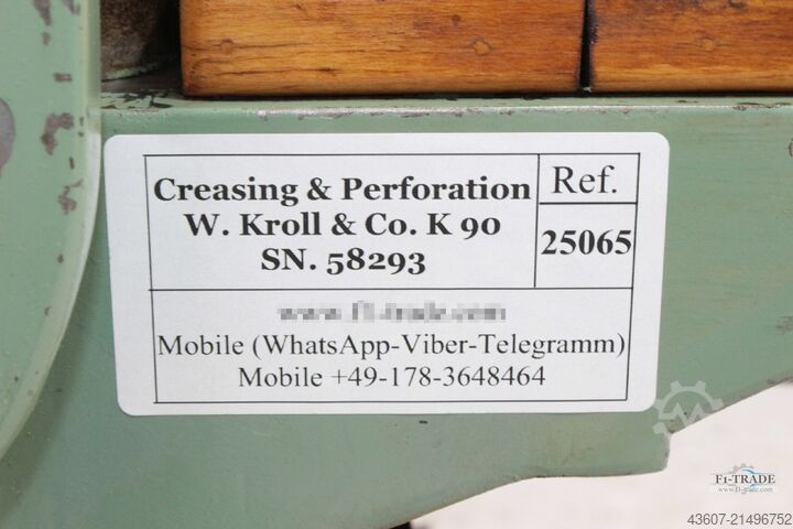 Nut - Perforiermaschine / Creasing - Perforation machine W. Kroll & Co. 
