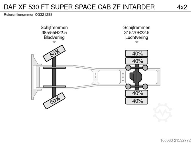 Standard-Traktor DAF XF 530 FT SUPER SPACE CAB ZF INTARDER
