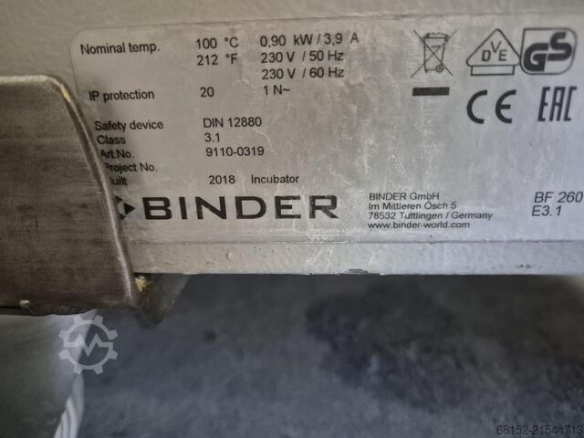 Binder BF260 Inkubator Binder BF260
