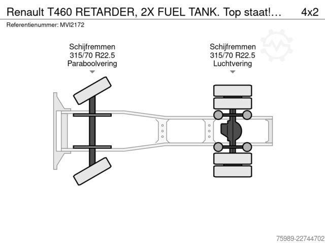 Standard-SZM Renault T460 RETARDER, 2X FUEL TANK. Top staat!