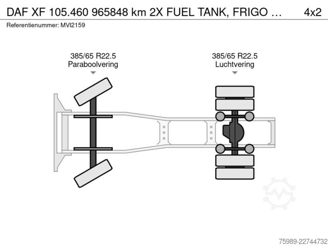 Standard-SZM DAF XF 105.460 965848 km  2X FUEL TANK, FRIGO