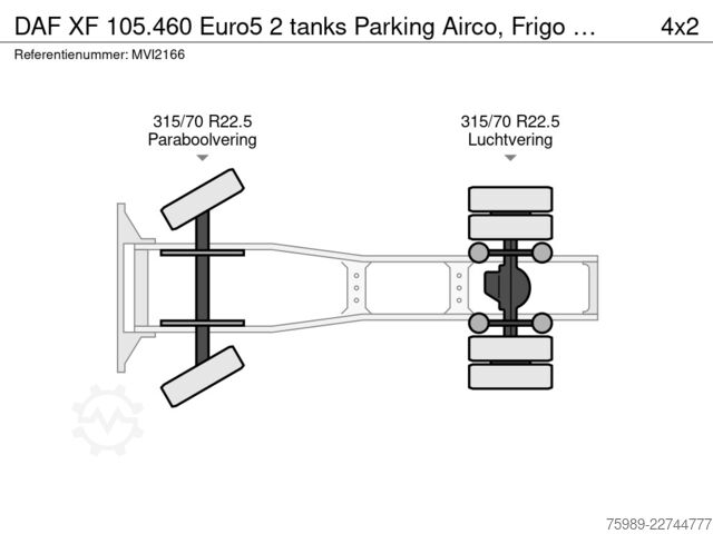 Standard-SZM DAF XF 105.460 Euro5   2 tanks Parking Airco,  Frig...