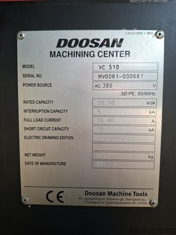 Vertical machining center DOOSAN VC 510