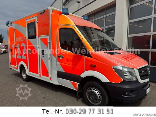 Fire truck MERCEDES-BENZ Sprinter 516 CDI RTW WAS Koffer Fahrtrage+Sessel