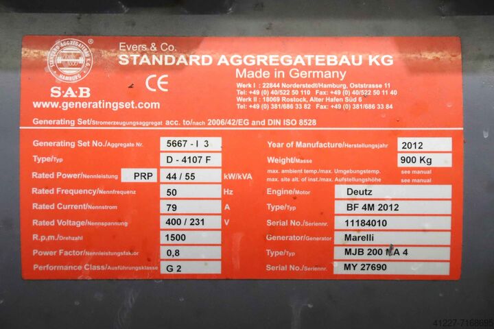 Generator 55 kVA SAB D-4107 F