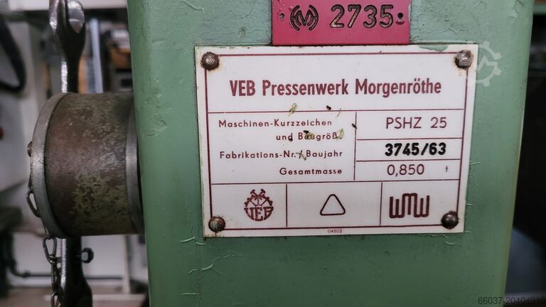 Manual spindle press VEB Pressenwerk Morgenröthe PSGZ 25