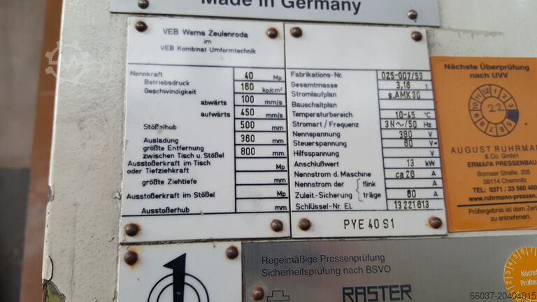Exzenterpresse Raster PYE 40 S1