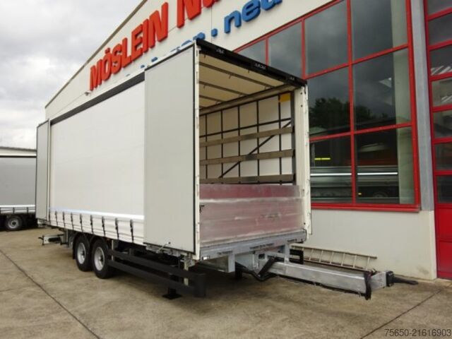 Open trailer with tarp Möslein TPW 105 D Schwebheim  Tandem- Planenanhänger Durchladen