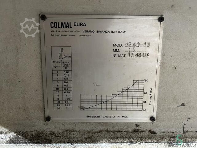 Sheet shears Colmal HS40-13 2008 Colmal HS40-13