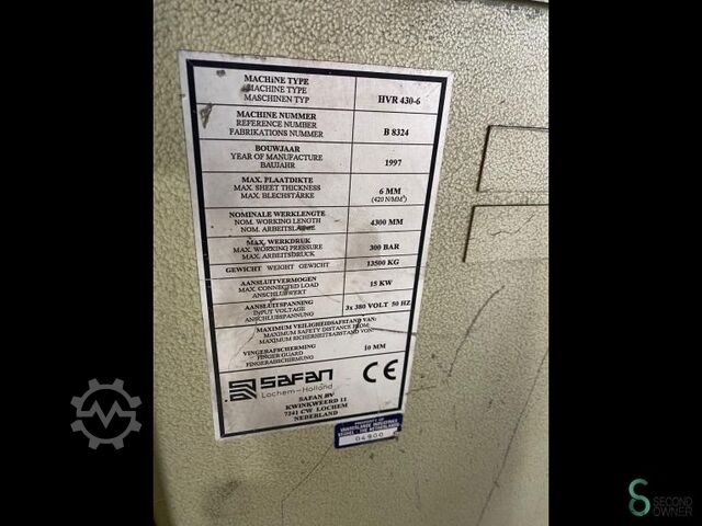 Sheet shears Safan HVR 430-6 1997 Safan HVR 430-6