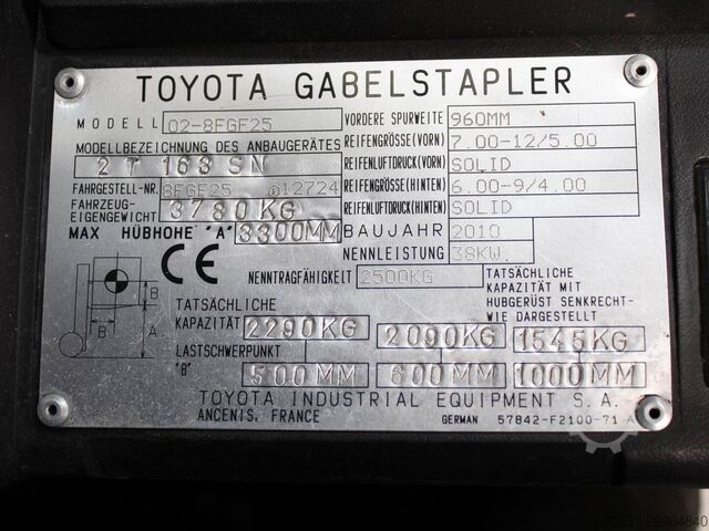 LPG Forklifts Toyota 02-8 FGF 25