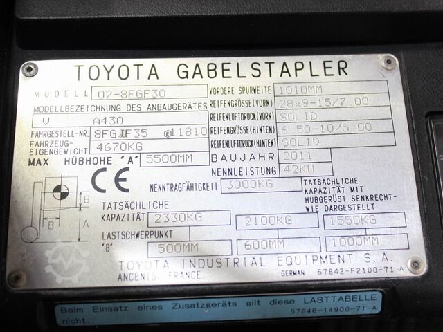 LPG Forklifts Toyota 02-8 FGF 30