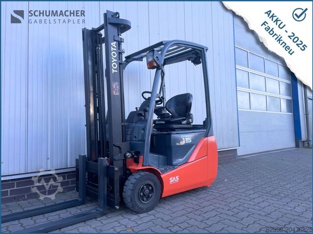 Electric 3-wheel forklift Toyota 8FBET15 | AKKU NEU 2026 | Neue Bereifung