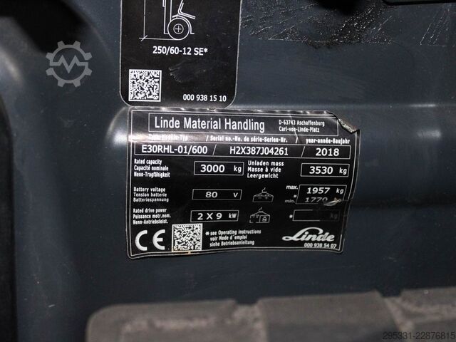 Electric 4-wheel forklift Linde E 30/600 RHL-01  387