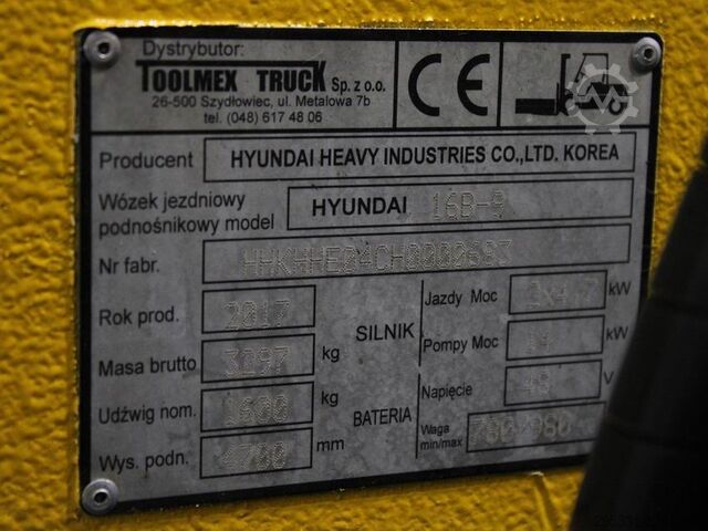 Electric 4-wheel forklift Hyundai 16 B-9