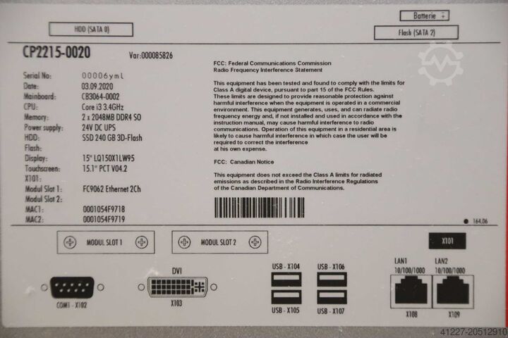 Touch Screen Panel Beckhoff CP2215-0020 15"