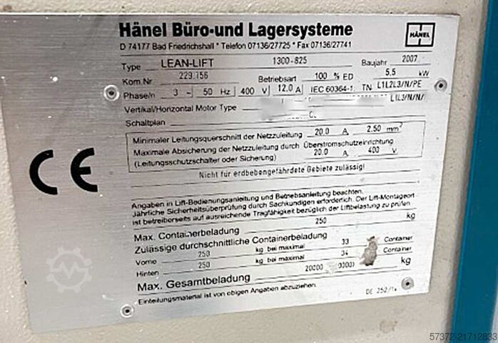 Umlaufregal Hänel Lean-Lift 1300-825