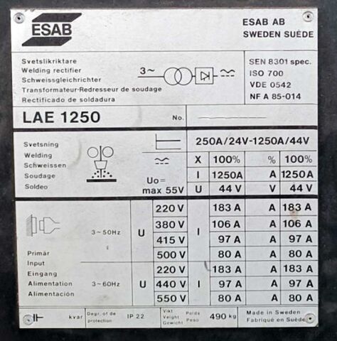 Schweißgleichrichter ESAB LAE 1250