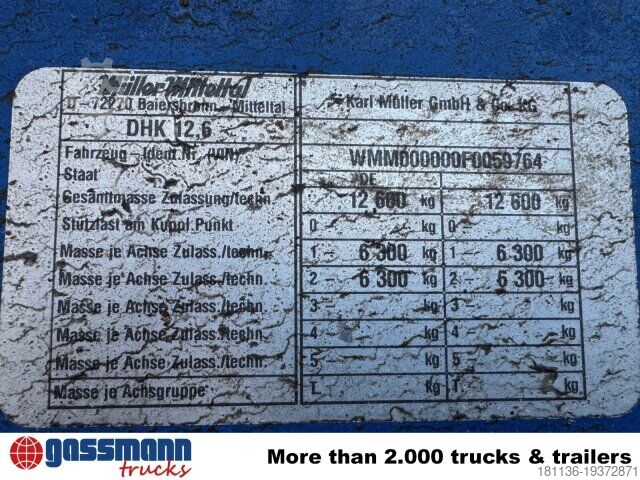 Dreiseitenkipper Anhänger Müller-Mitteltal DHK 12.6, verzinkt!