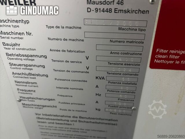 Horizontal Turning Machine Weiler E120x2000