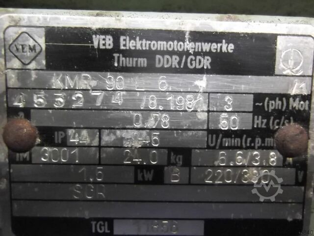 Electric motor 1.5 kW 945 Rpm VEM KMR90L6