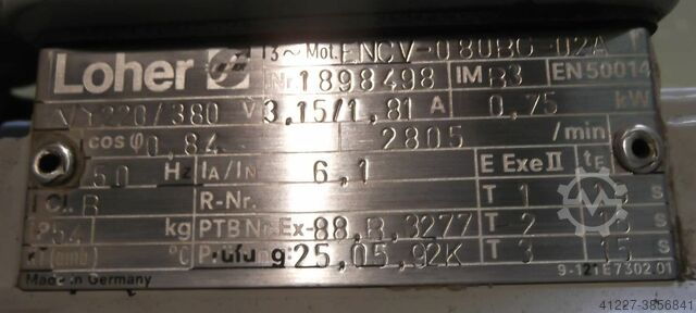 Electric motor 0.75 kW 2805 Rpm Loher ENCV-080BC-02A
