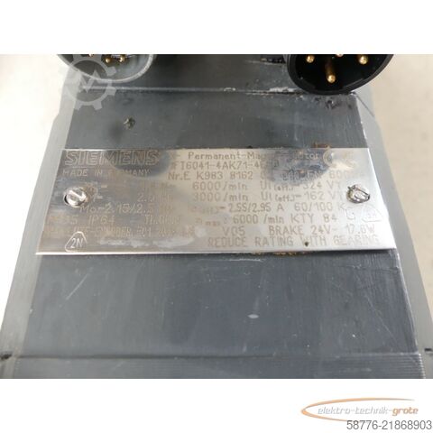 Control unit Siemens 1FT6041-4AK71-4EH0 Synchronservomotor SN: EK983816203001