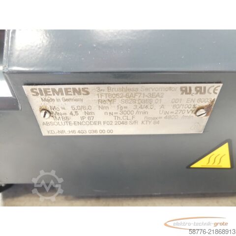 Control unit Siemens 1FT6062-6AF71-3EA2 Servomotor SN: YFS629035901001 -generalüberholt-