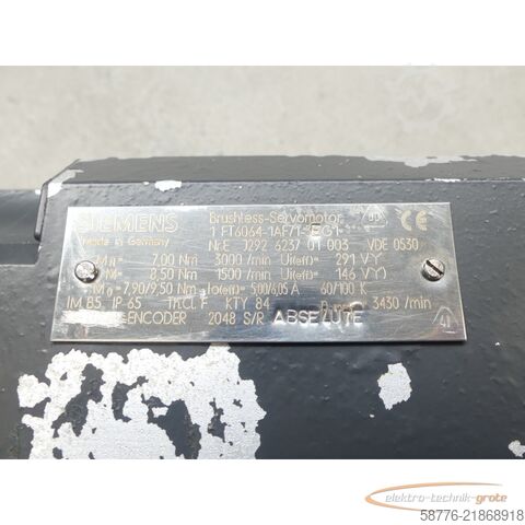 Control unit Siemens 1FT6064-1AF71-3AG1 Synchronservomotor SN: EJ292623701003