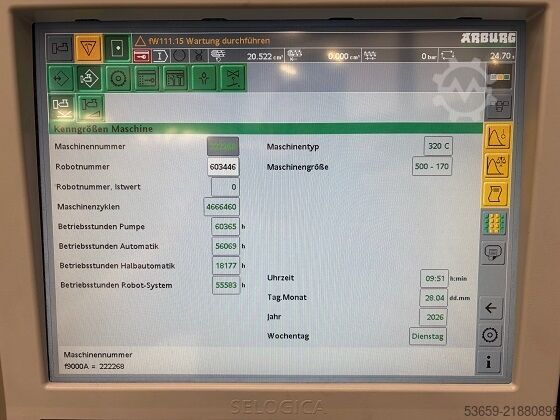 Injection moulding machines up to 1000 KN Arburg Arburg 320C 500-170 + Multilift Select 6, 2012