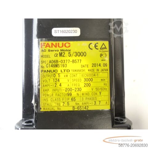Fanuc Motor Fanuc A06B-0377-B577 AC Servo Motor C149M5193 + A860-0365-T001 Pulsecoder