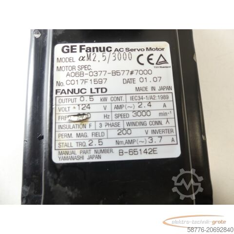 Control unit Fanuc A06B-0377-B577 AC Servo Motor SN:C017F1597 + A860-0365-T001 Pulsecoder
