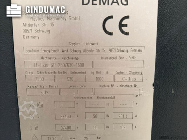 Hydraulische Spritzgießmaschine SUMITOMO SHI DEMAG El-Exis S250/630-1600