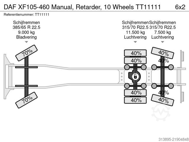 Containertransport DAF XF105-460 Manual, Retarder, 10 Wheels