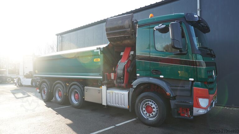 Crane truck Mercedes-Benz AROCS 3542 8X4 2 SIDE TIPPER WITH HMF Z 1943 CR...
