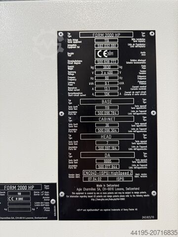 Senkerodiermaschine GF AgieCharmilles FORM 2000 HP