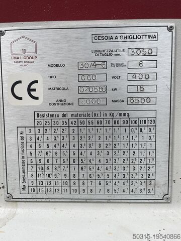 IMAL hydraulic shear 3050x6  
