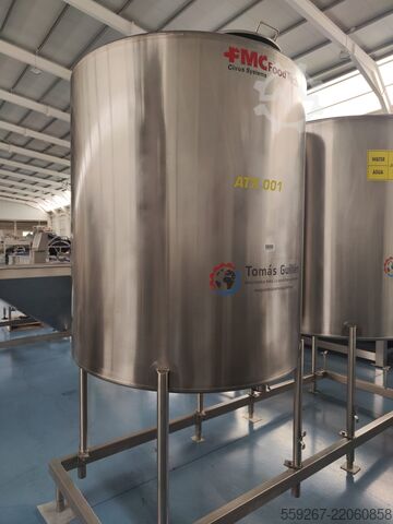 Stainless steel vertical tank, 2,000 L FMC 